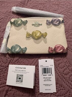 Coach Pink Pebbled Leather Zip Pouch
